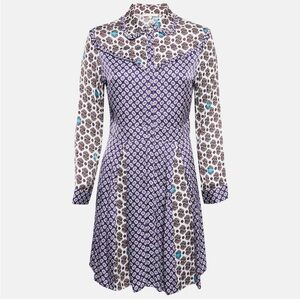 •Maje• purple multicolor printed button front dress